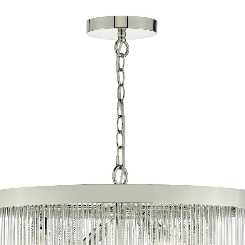 Dar Lighting Isla 7lt Pendant Polished Chrome & Clear Glass Rods • ISL3450