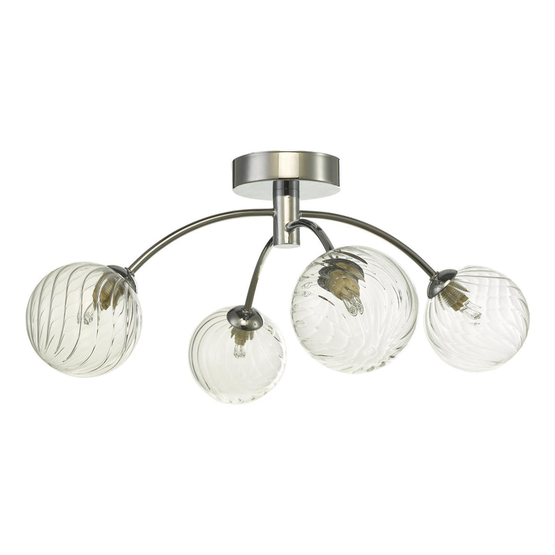 Dar Lighting Izzy 4 Light Semi Flush Polished Chrome With Twisted Glass • IZZ0450-03