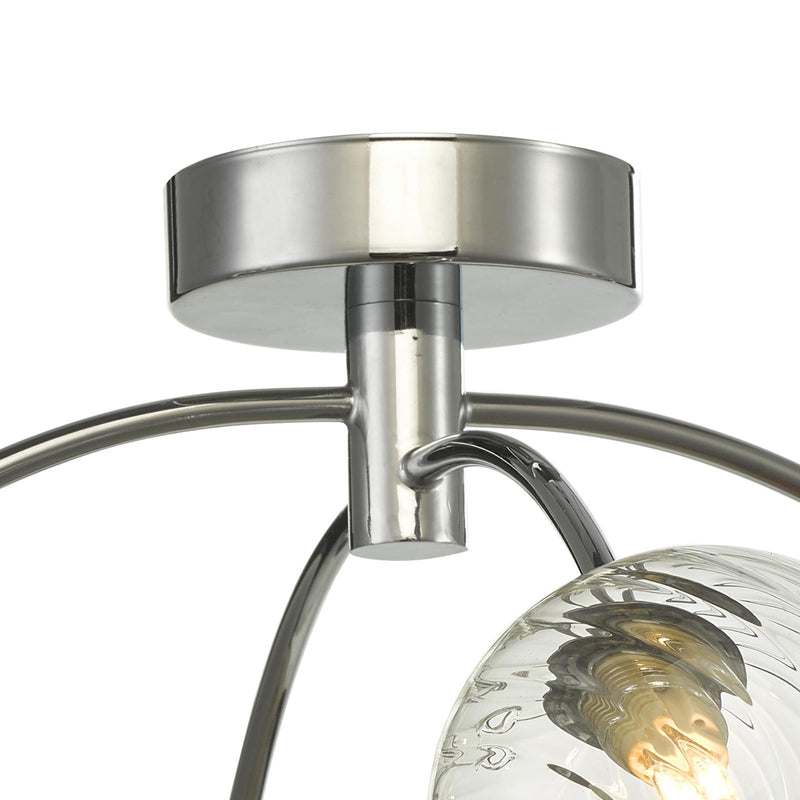 Dar Lighting Izzy 4 Light Semi Flush Polished Chrome With Twisted Glass • IZZ0450-03