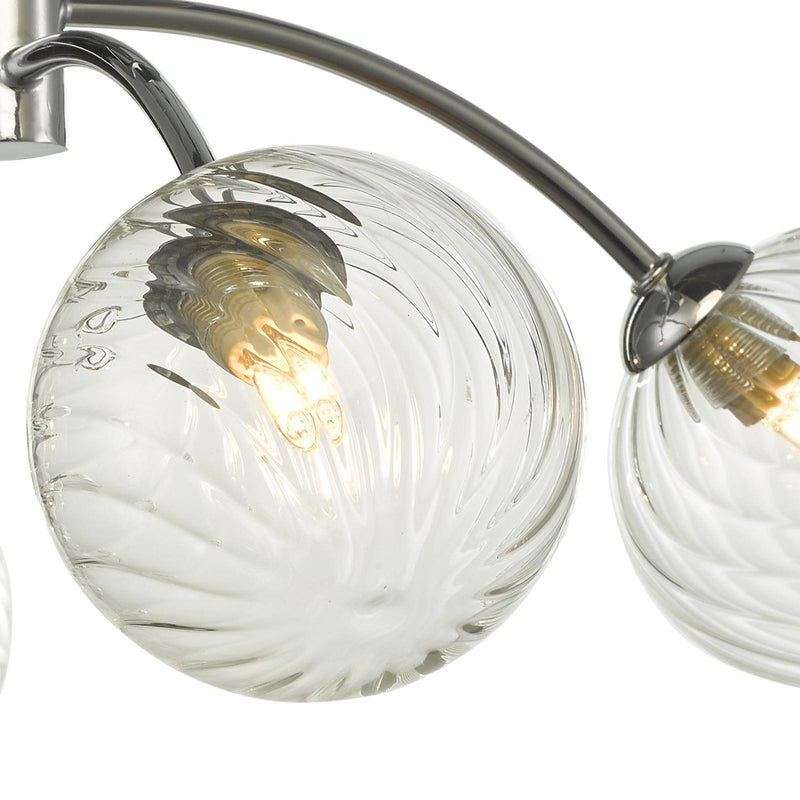 Dar Lighting Izzy 4 Light Semi Flush Polished Chrome With Twisted Glass • IZZ0450-03