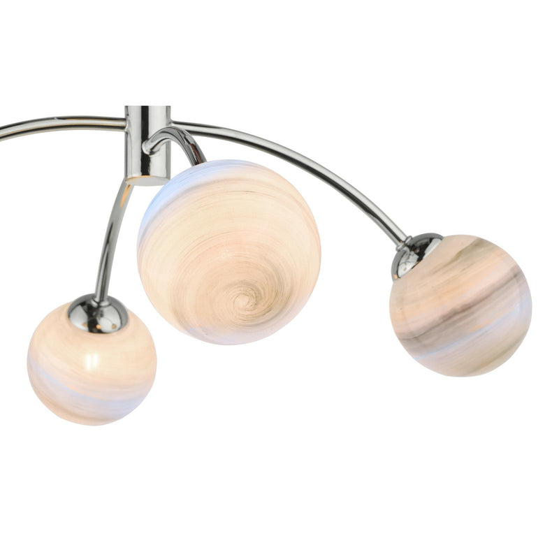 Dar Lighting Izzy 4 Light Semi Flush Polished Chrome With Planet Style Glass • IZZ0450-07