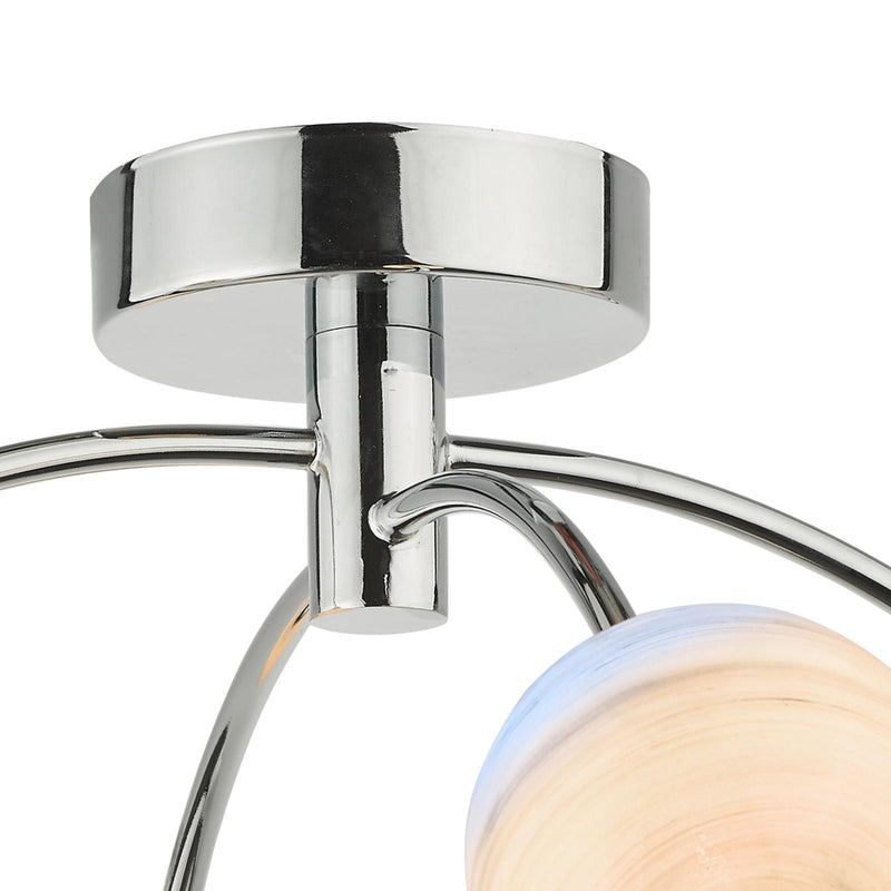 Dar Lighting Izzy 4 Light Semi Flush Polished Chrome With Planet Style Glass • IZZ0450-07