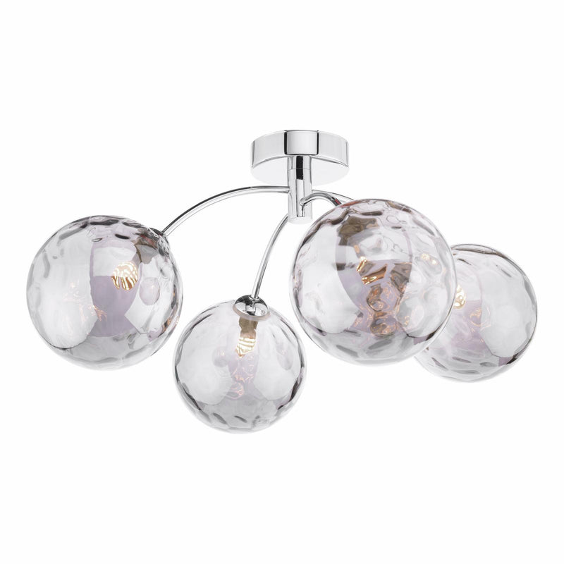 Dar Lighting Izzy 4 Light Semi Flush Polished Chrome With Smoked Dimpled Glass • IZZ0450-10