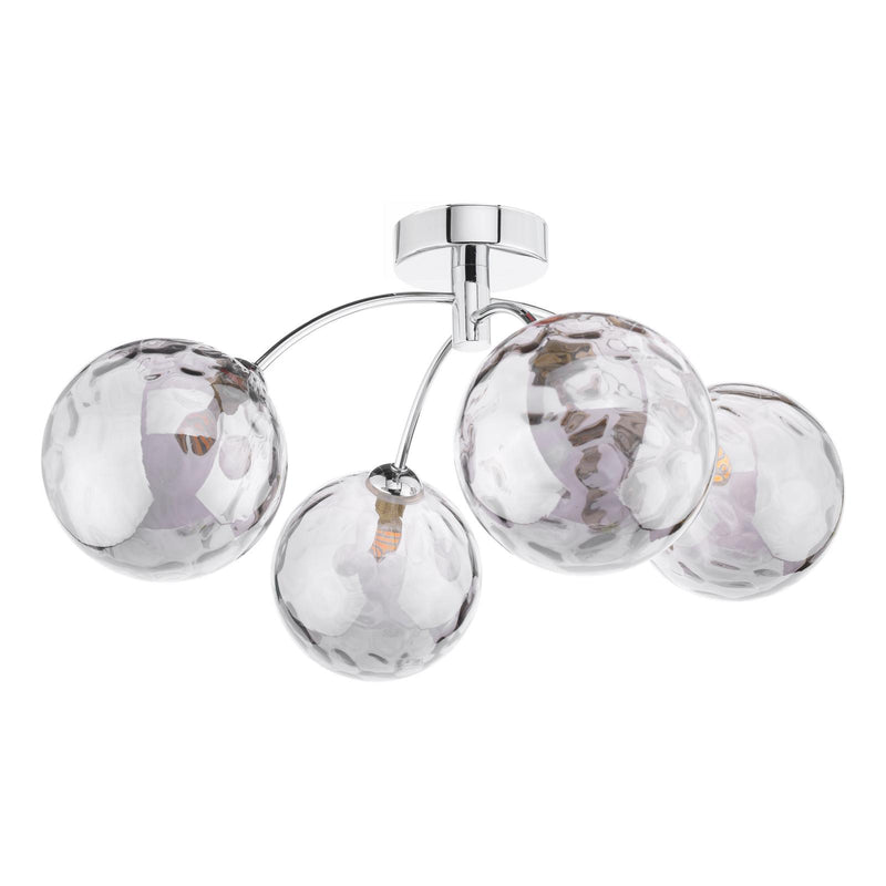 Dar Lighting Izzy 4 Light Semi Flush Polished Chrome With Smoked Dimpled Glass • IZZ0450-10