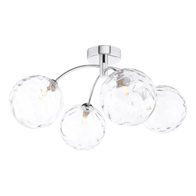 Dar Lighting Izzy 4 Light Semi Flush Polished Chrome With Clear Dimpled Glass • IZZ0450-12