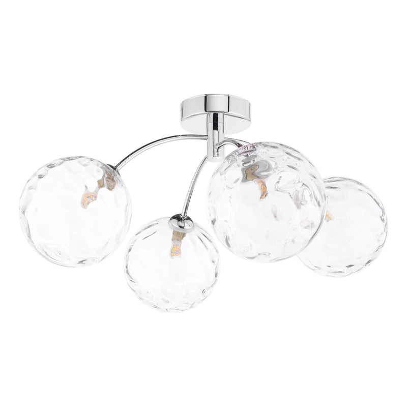 Dar Lighting Izzy 4 Light Semi Flush Polished Chrome With Clear Dimpled Glass • IZZ0450-12