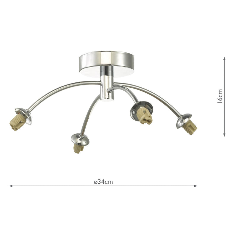 Dar Lighting Izzy 4 Light Semi Flush Polished Chrome Frame Only • IZZ0450-F