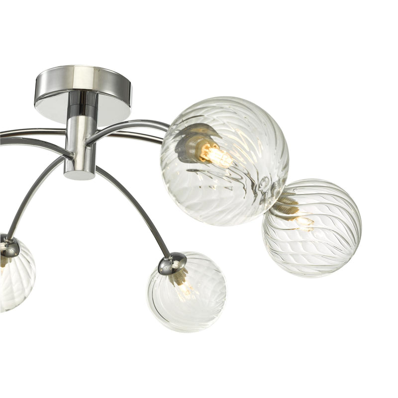 Dar Lighting Izzy 6lt Semi Flush Polished Chrome With Twisted Glass • IZZ0650-03