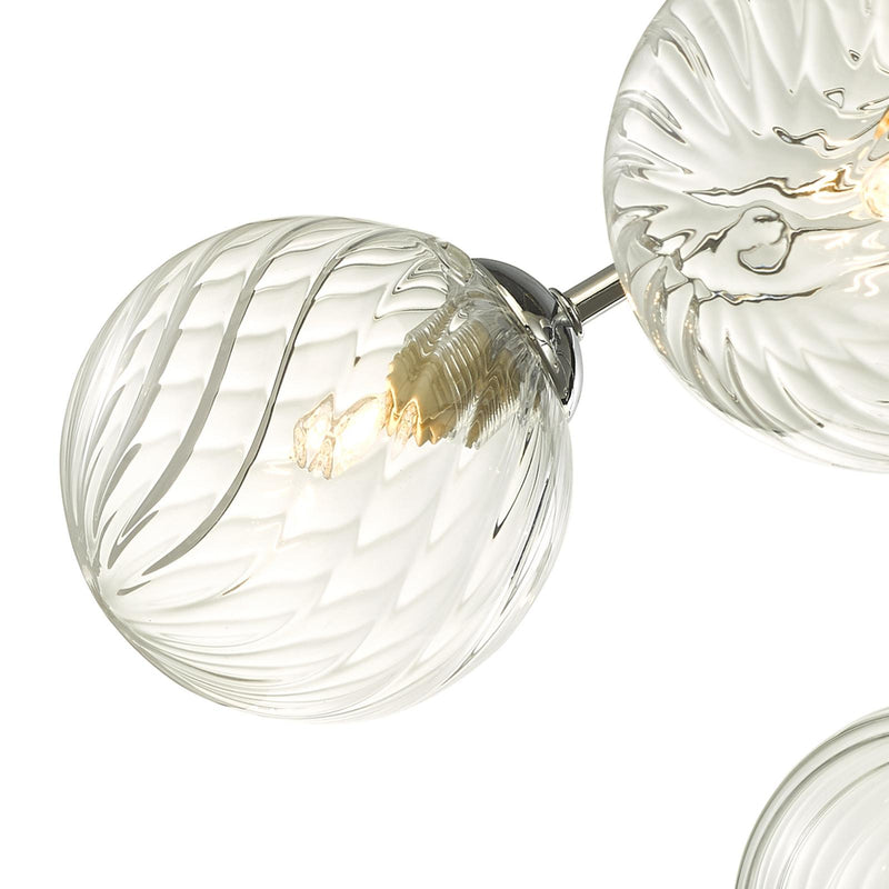 Dar Lighting Izzy 6lt Semi Flush Polished Chrome With Twisted Glass • IZZ0650-03