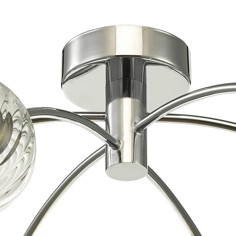 Dar Lighting Izzy 6lt Semi Flush Polished Chrome With Twisted Glass • IZZ0650-03