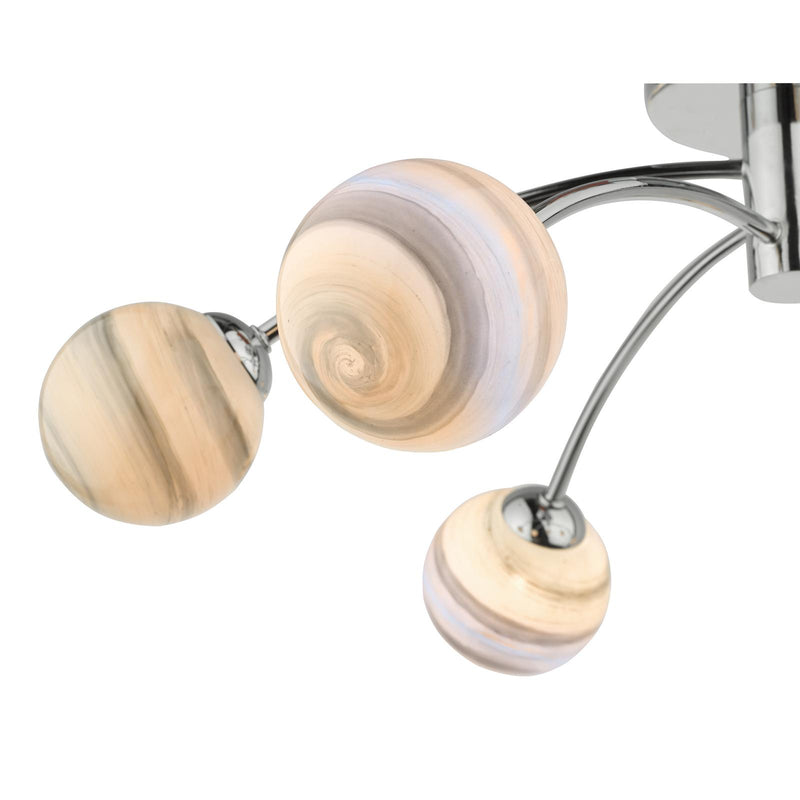 Dar Lighting Izzy 6lt Semi Flush Polished Chrome With Planet Style Glass • IZZ0650-07