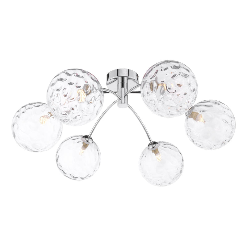 Dar Lighting Izzy 6lt Semi Flush Polished Chrome With Clear Dimpled Glass • IZZ0650-12