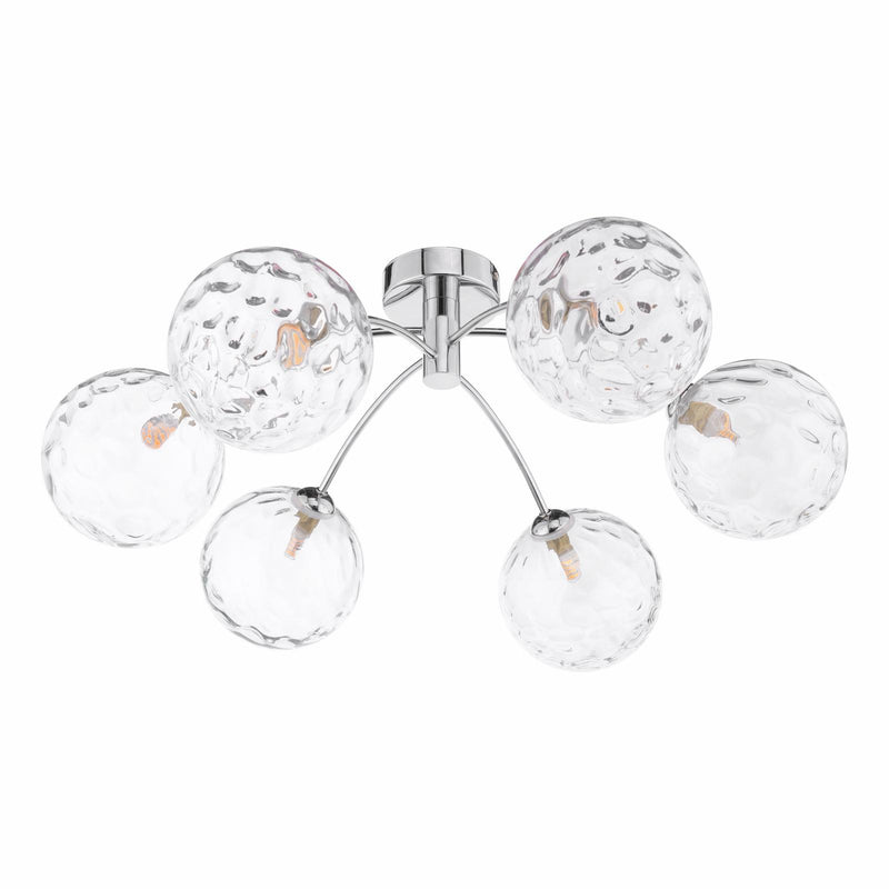 Dar Lighting Izzy 6lt Semi Flush Polished Chrome With Clear Dimpled Glass • IZZ0650-12