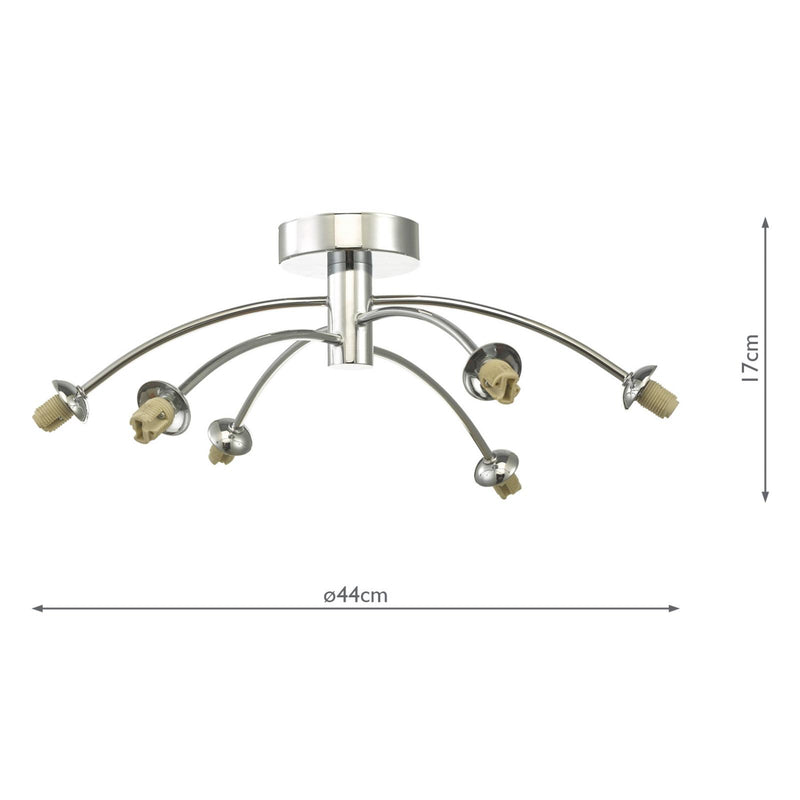 Dar Lighting Izzy 6lt Semi Flush Polished Chrome Frame Only • IZZ0650-F
