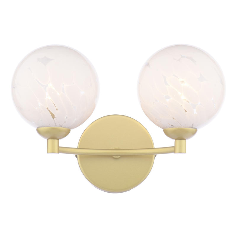 Dar Lighting Izzy 2 Light Wall Light Matt Gold With White Confetti Glass • IZZ0935-17