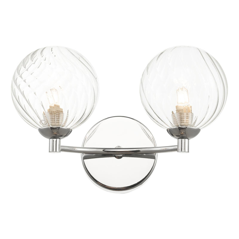 Dar Lighting Izzy 2 Light Wall Light Polished Chrome With Twisted Glass • IZZ0950-03