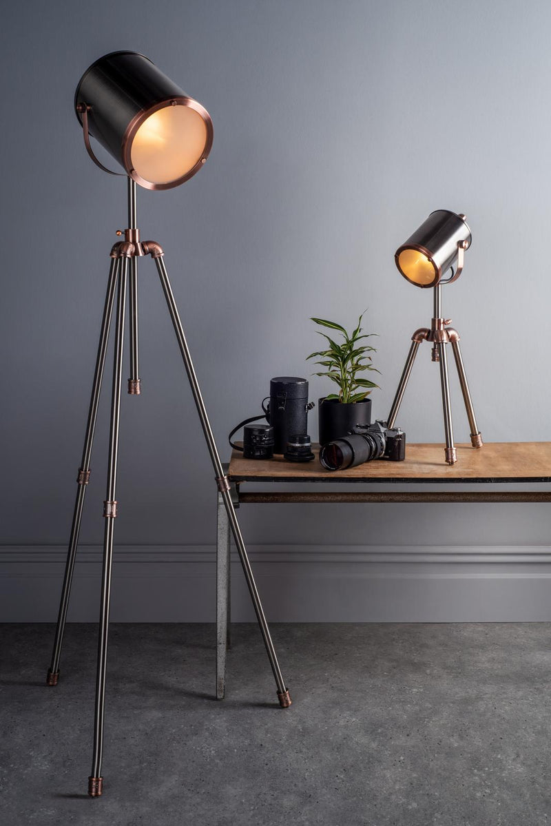 Dar Lighting Jake Task Table Lamp Antique Silver And Copper • JAK4021