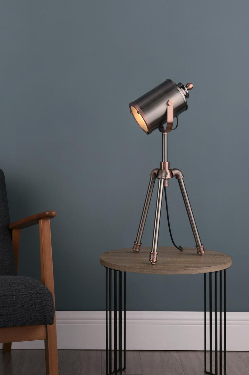 Dar Lighting Jake Task Table Lamp Antique Silver And Copper • JAK4021