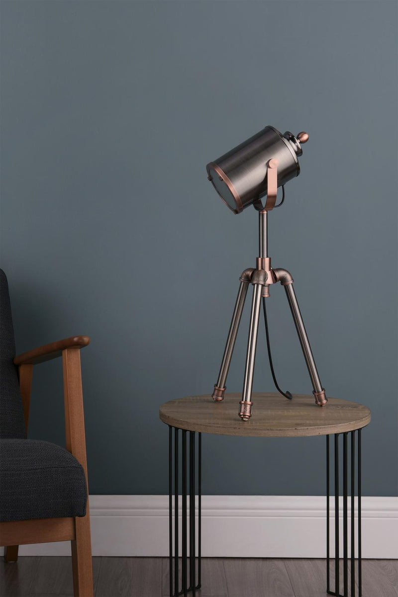 Dar Lighting Jake Task Table Lamp Antique Silver And Copper • JAK4021