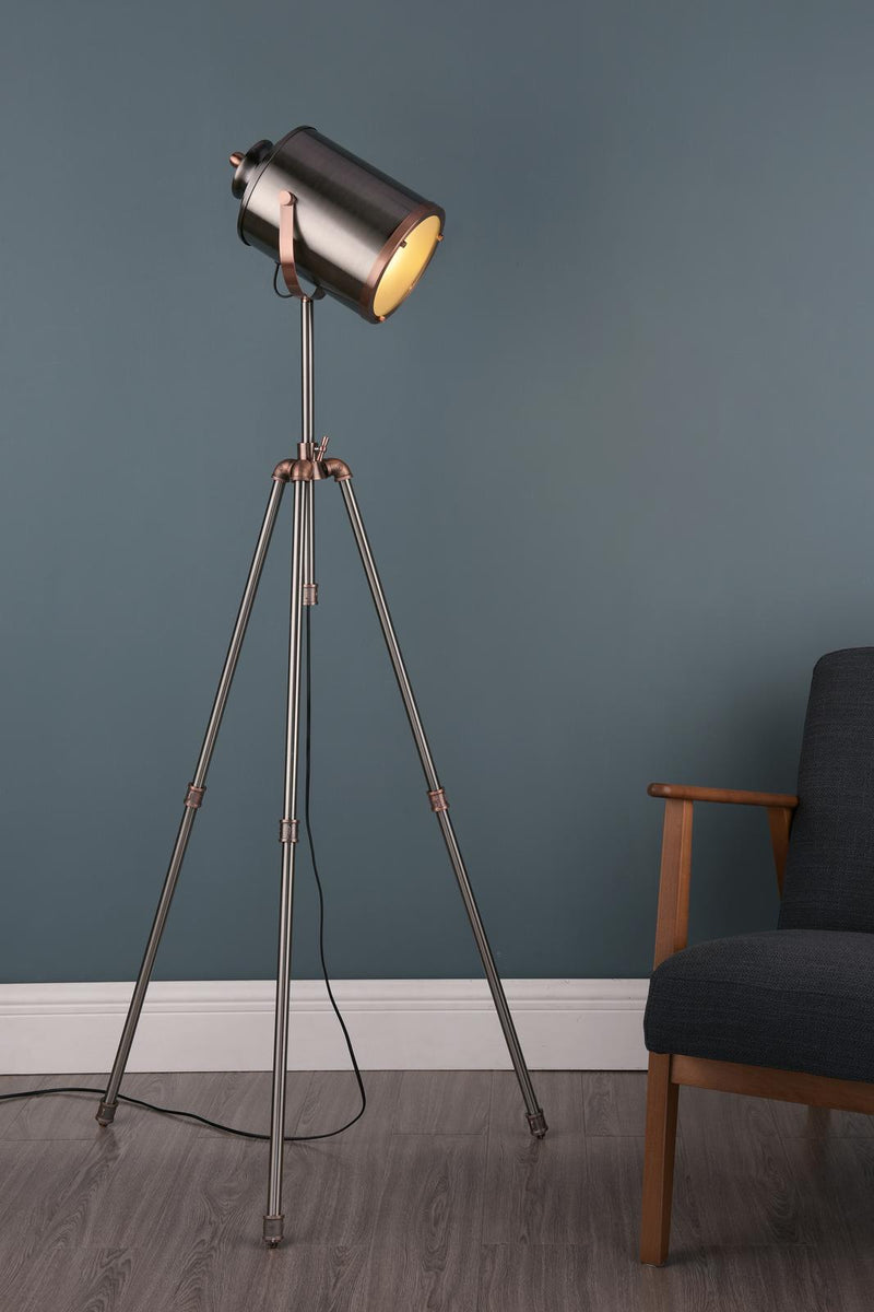 Dar Lighting Jake Task Floor Lamp Antique Silver And Copper • JAK4921