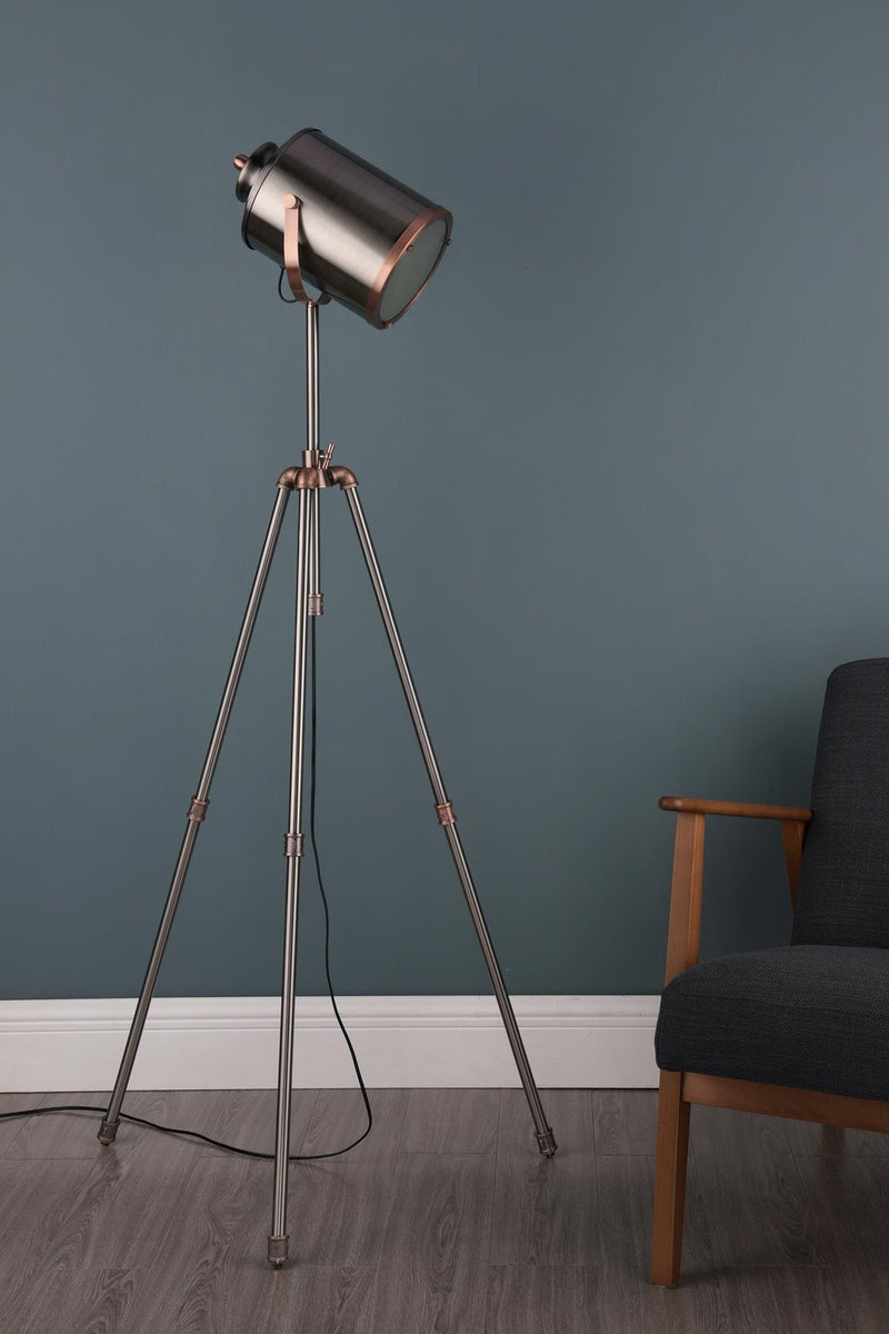 Dar Lighting Jake Task Floor Lamp Antique Silver And Copper • JAK4921