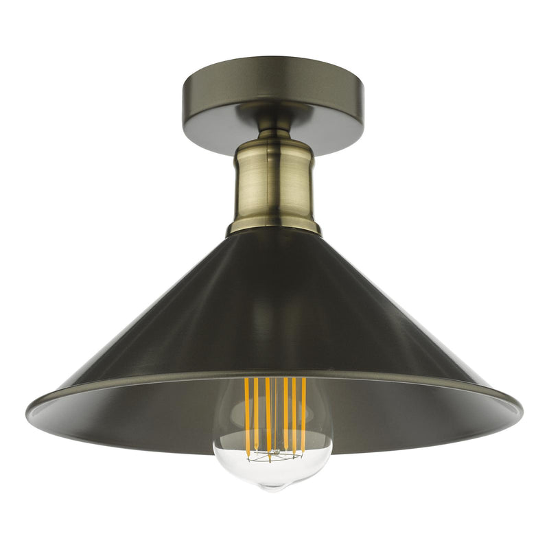 Dar Lighting Jalen 1 Light Flush Graphite Antique Brass • JAL0161