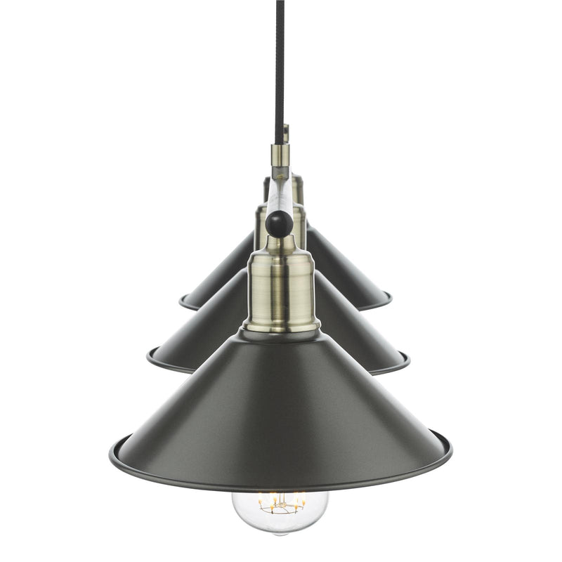 Dar Lighting Jalen 3 Light Bar Pendant Graphite Antique Brass • JAL0361