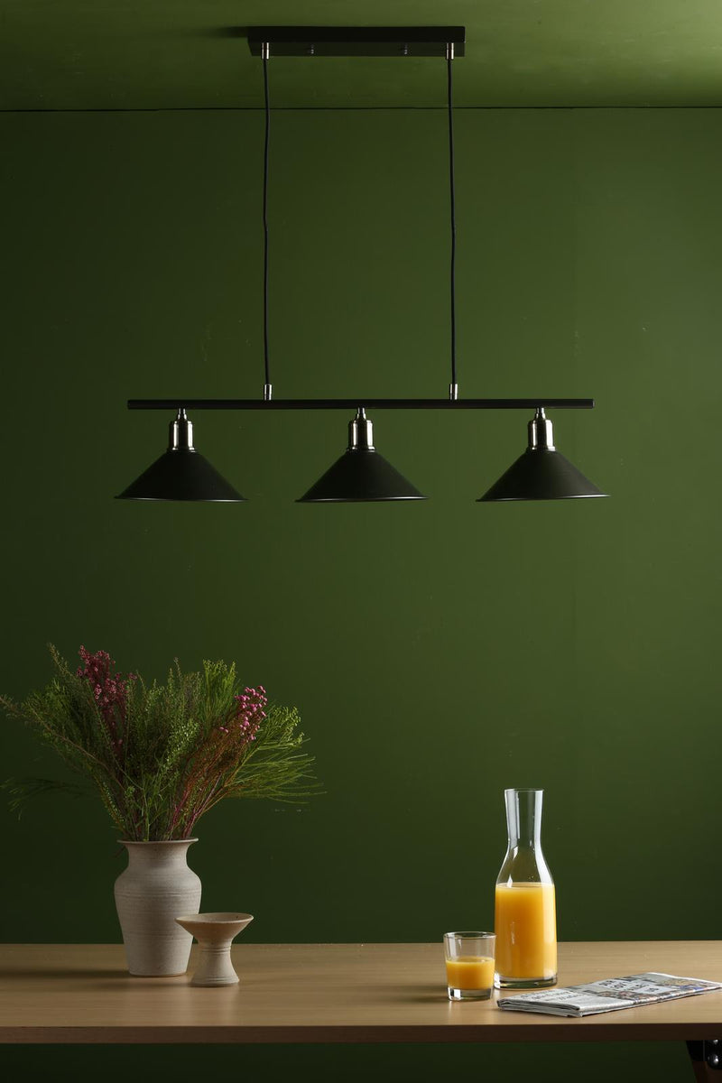 Dar Lighting Jalen 3 Light Bar Pendant Graphite Antique Brass • JAL0361