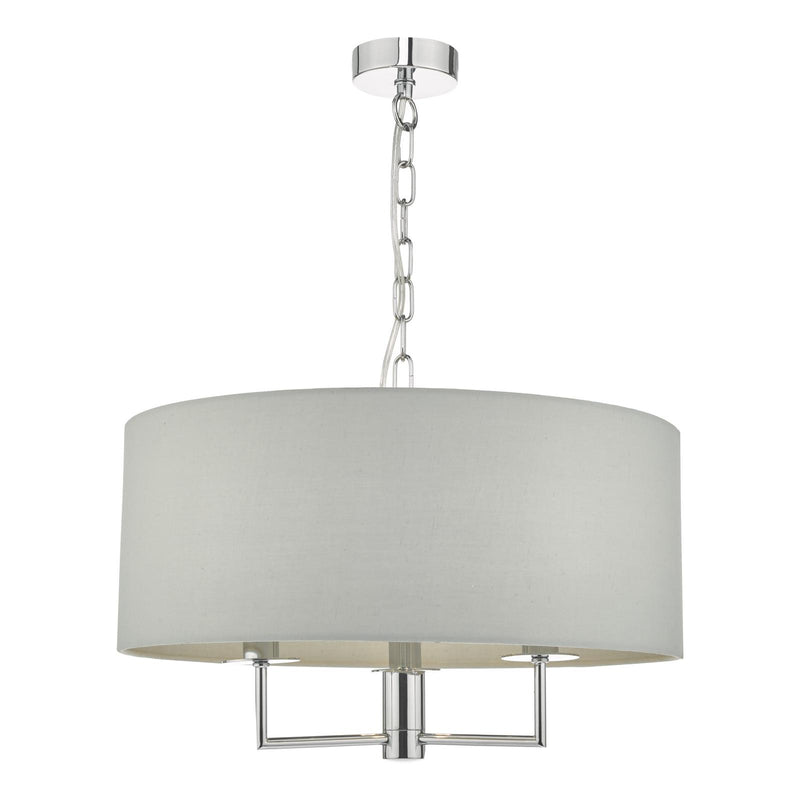 Dar Lighting Jamelia 3 Light Pendant Polished Chrome & Grey • JAM0339