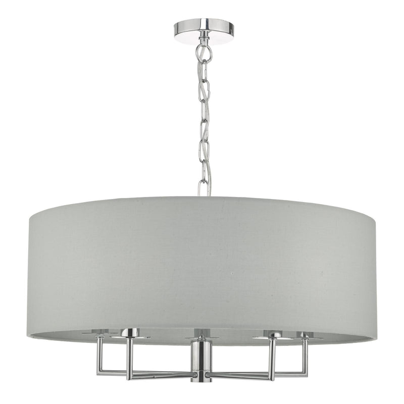 Dar Lighting Jamelia 5lt Pendant Polished Chrome & Grey • JAM0539