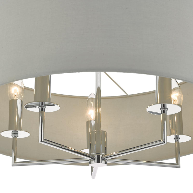 Dar Lighting Jamelia 5lt Pendant Polished Chrome & Grey • JAM0539