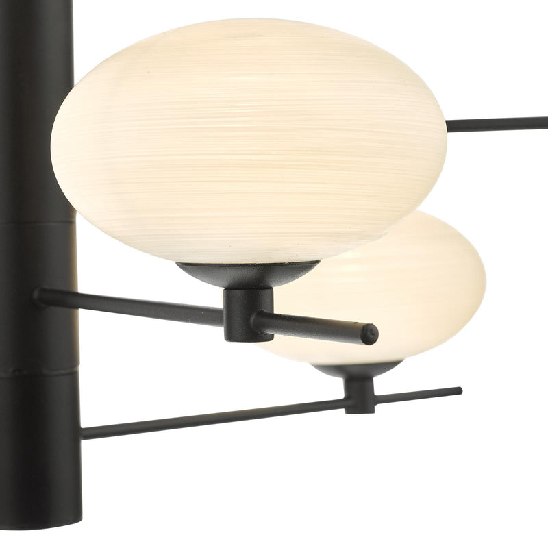 Dar Lighting Jasper 6 Light Pendant Matt Black Opal Glass  • JAS0622