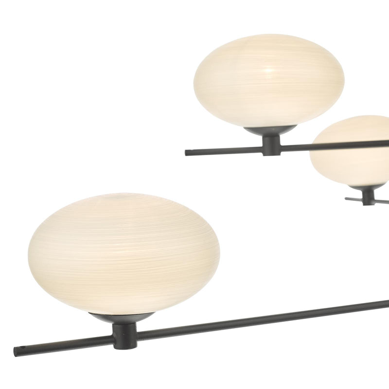 Dar Lighting Jasper 6 Light Pendant Matt Black Opal Glass  • JAS0622