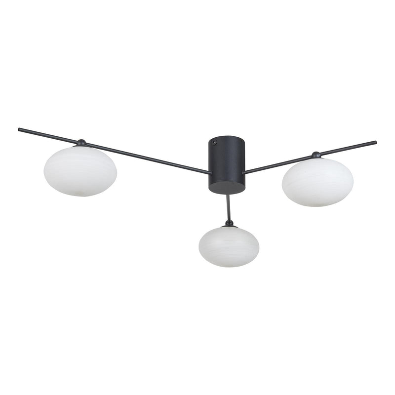Dar Lighting Jasper 3 Light Semi Flush Matt Black Opal glass • JAS5322