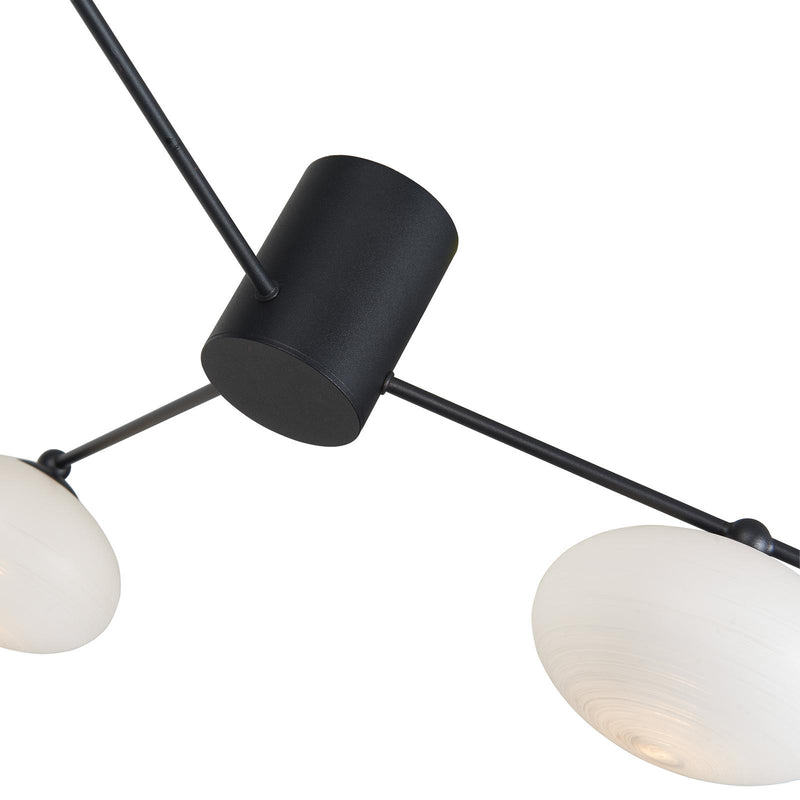 Dar Lighting Jasper 3 Light Semi Flush Matt Black Opal glass • JAS5322