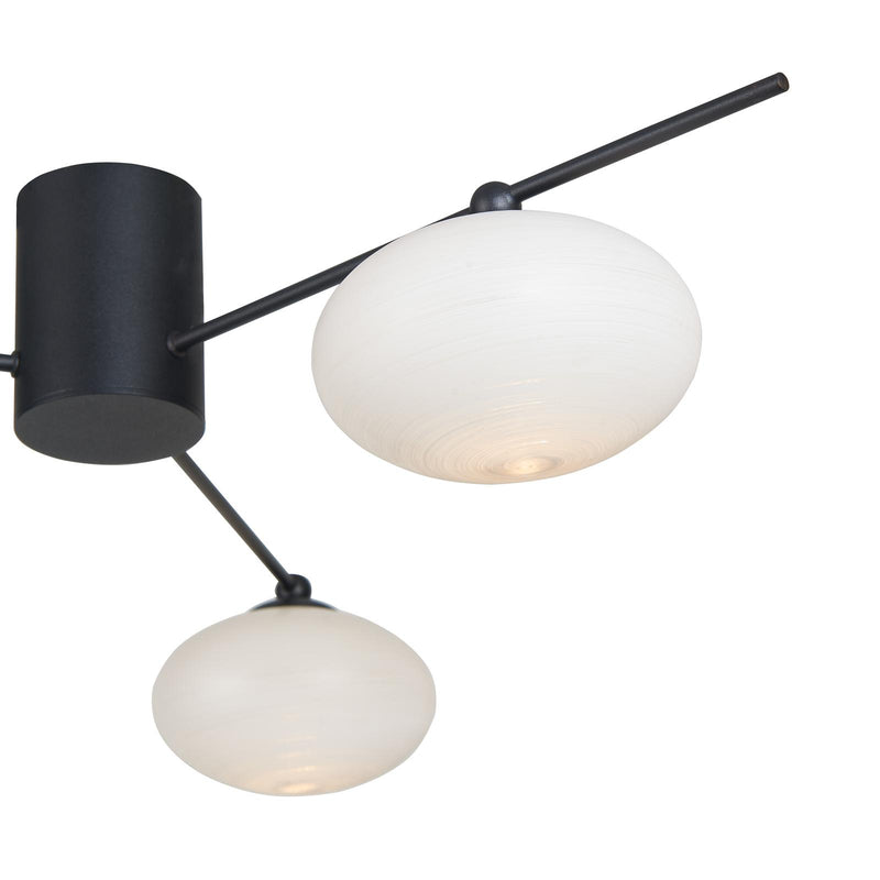 Dar Lighting Jasper 3 Light Semi Flush Matt Black Opal glass • JAS5322