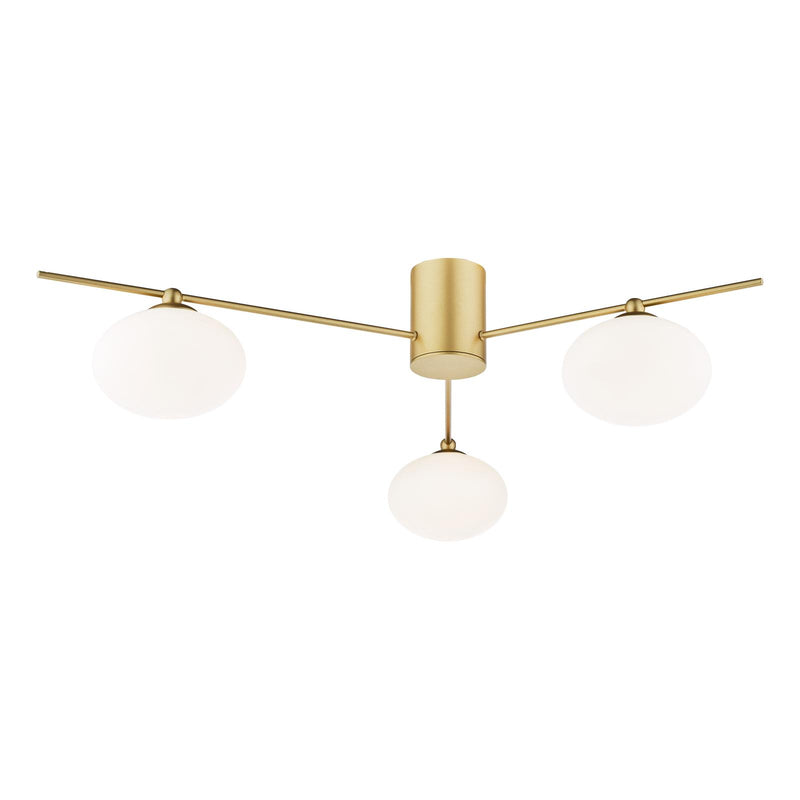 Dar Lighting Jasper 3 Light Semi-Flush Satin Gold and Opal Glass • JAS5335