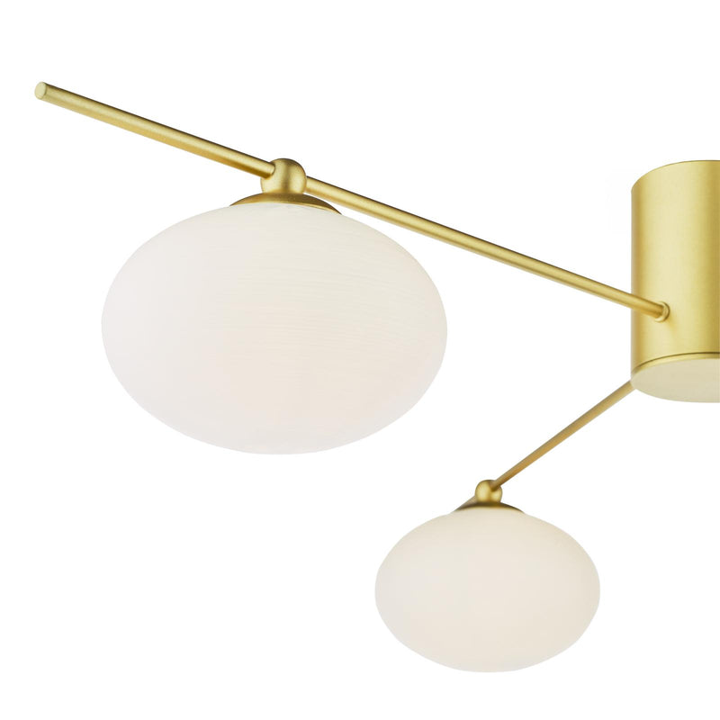 Dar Lighting Jasper 3 Light Semi-Flush Satin Gold and Opal Glass • JAS5335