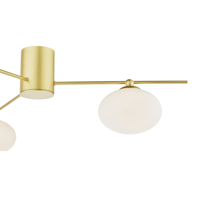 Dar Lighting Jasper 3 Light Semi-Flush Satin Gold and Opal Glass • JAS5335