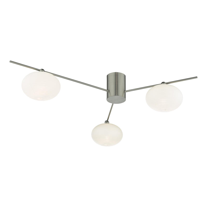 Dar Lighting Jasper 3 Light Semi Flush Satin Nickel Opal glass • JAS5346