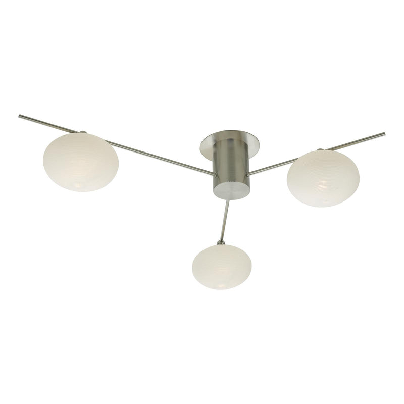 Dar Lighting Jasper 3 Light Semi Flush Satin Nickel Opal glass • JAS5346