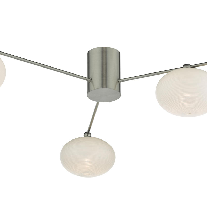 Dar Lighting Jasper 3 Light Semi Flush Satin Nickel Opal glass • JAS5346