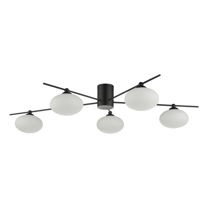 Dar Lighting Jasper 5lt Semi Flush Matt Black Opal Glass • JAS5422