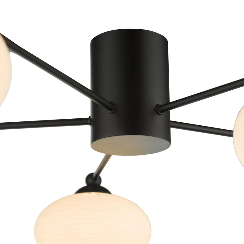 Dar Lighting Jasper 5lt Semi Flush Matt Black Opal Glass • JAS5422