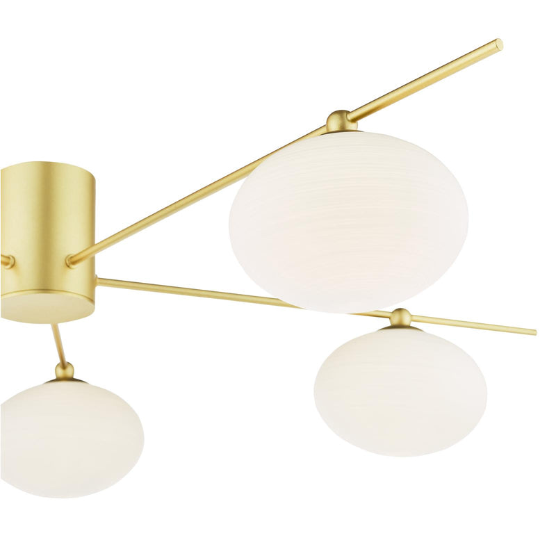 Dar Lighting Jasper 5 Light Semi-Flush Satin Gold and Opal Glass • JAS5435