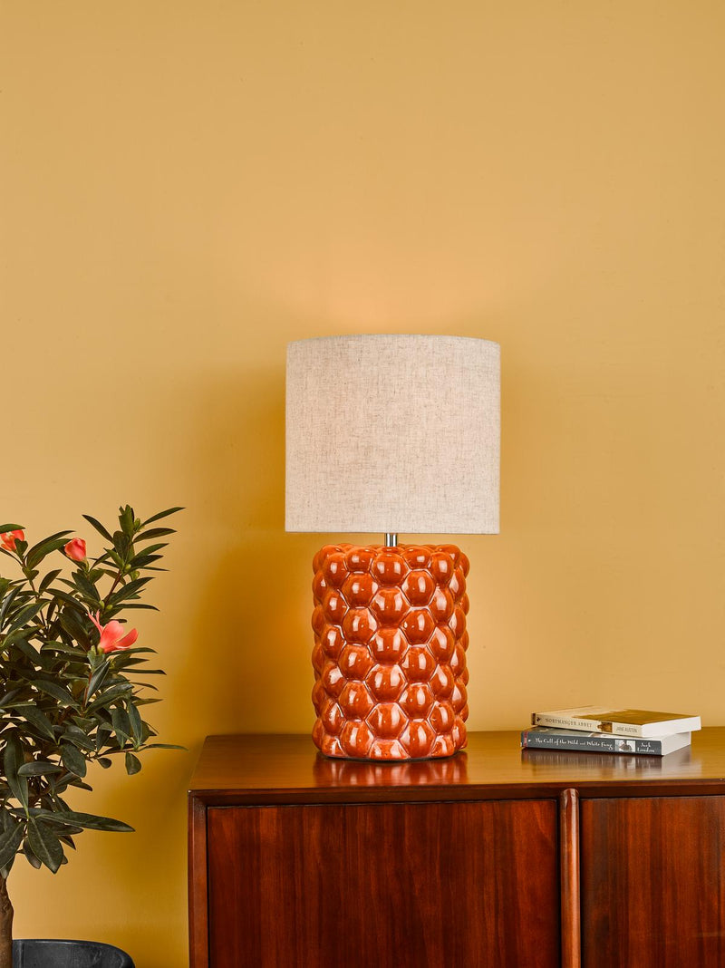 Dar Lighting Jayden Table Lamp Orange Glaze With Shade • JAY4211