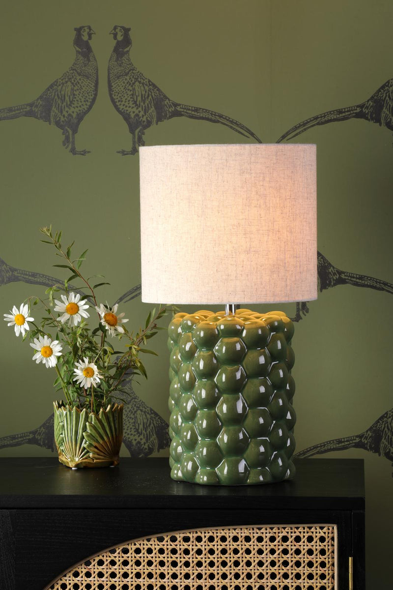 Dar Lighting Jayden Table Lamp Green Reactive Glaze With Shade • JAY4224