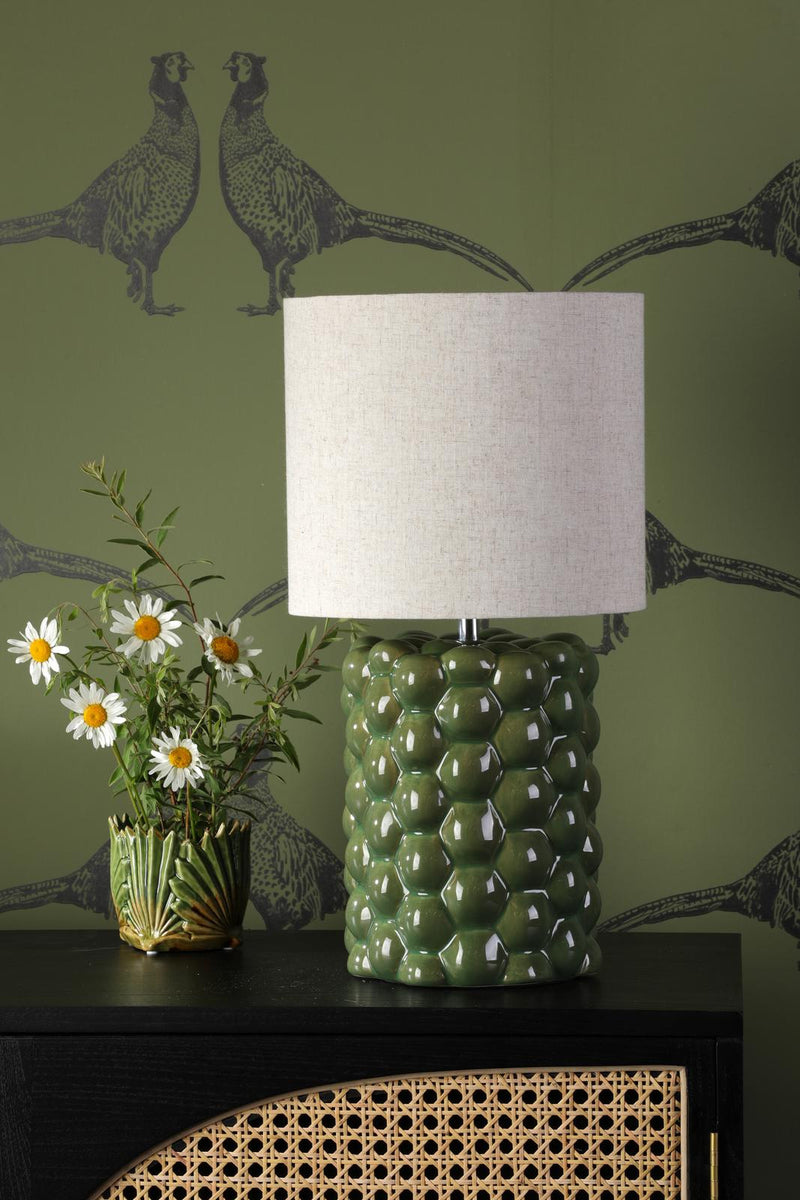 Dar Lighting Jayden Table Lamp Green Reactive Glaze With Shade • JAY4224