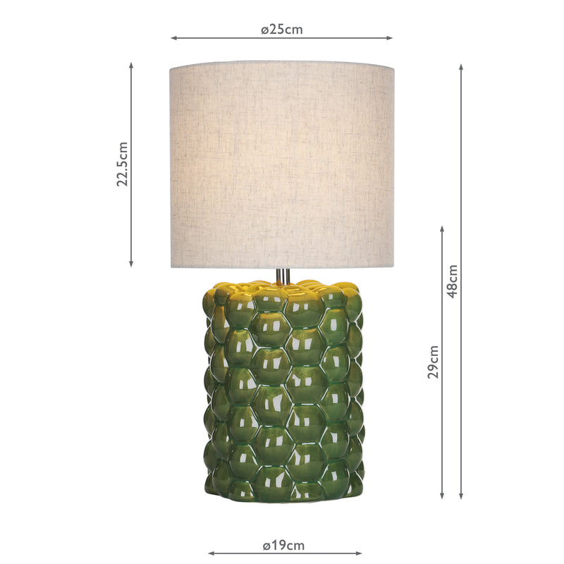 Dar Lighting Jayden Table Lamp Green Reactive Glaze With Shade • JAY4224
