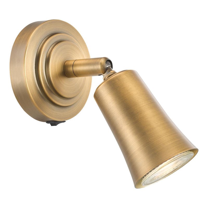 Dar Lighting Jedrek Single Spotlight Aged Brass • JED0742
